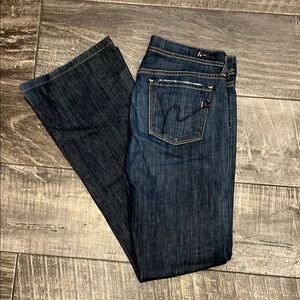 Citizens of Humanity Ingrid Stretch Low Waist Flare Dark Blue Denim Jeans